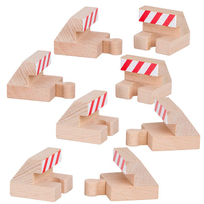 ORBRIUM 8 Piece Wooden Train Track End Bumper Buffer Stop Wooden Train Tracks Accessories Set Compatible with Thomas the Tank Engine, Brio, IKEA
