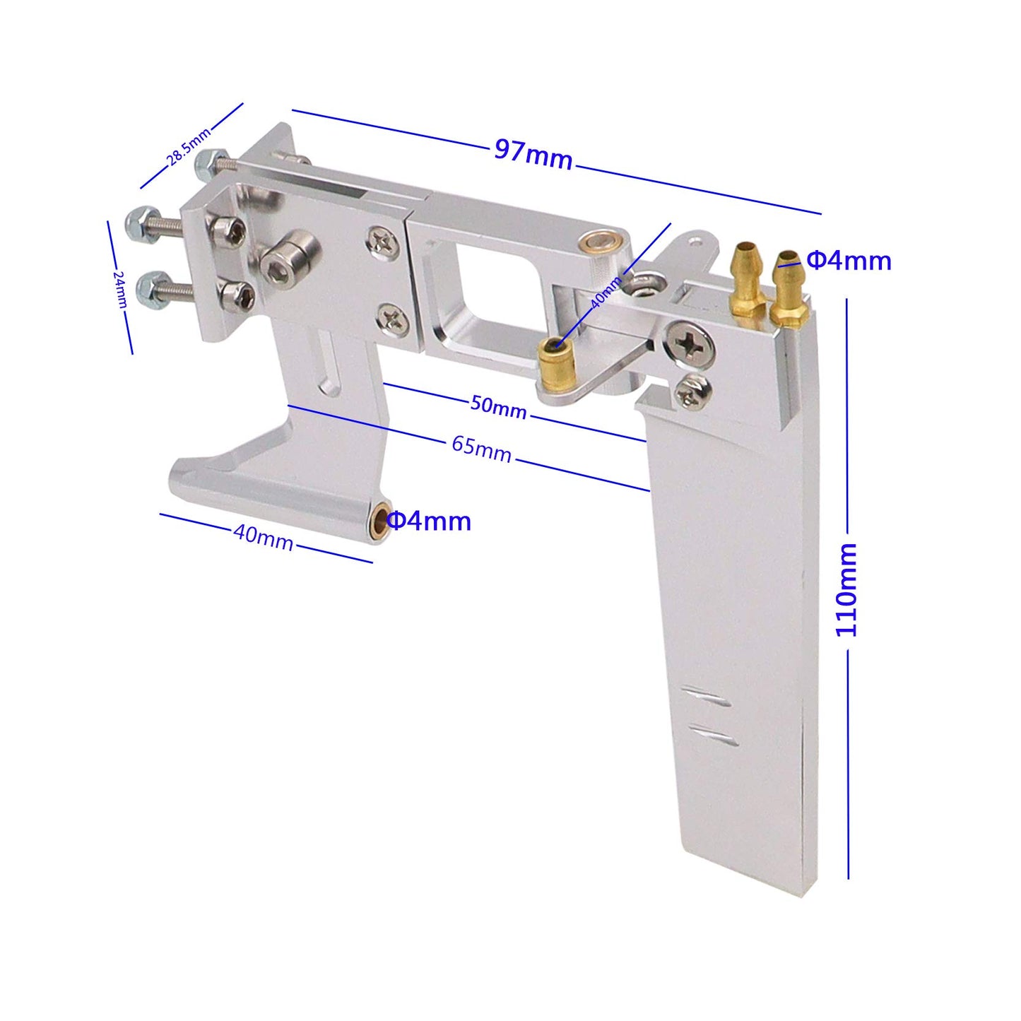 Treehobby 110mm Aluminum Alloy Water Absorbing Steering RC Boat Rudder with 4mm Shaft Axle Strut Mount Bracket Kit Holder,Dual Water Pickup