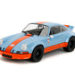 Jada Pink Slips 1973 Porsche 911 RSR - 1:18 Scale Diecast Model with Gulf Livery, Opening Doors and Working Steering - for Collectors and Enthusiasts