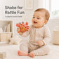 Baby Teething Rattle Toy, 2-in-1 Silicone Teether for Infants 3-12 Months, Easy-Grip Sensory Toy, BPA-Free Food-Grade Silicone