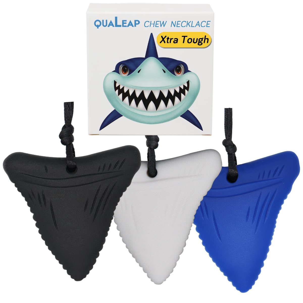 Xtra Tough (XT) Shark Tooth Chew Necklace for Kids - Chewing Necklace Teether Necklace Chew Toys Teething Toys - Designed for Chewing, Autism Sensory