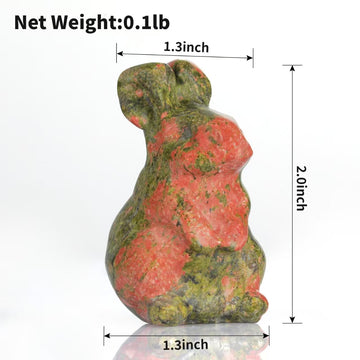 Bosfante 2" Unakite Rabbit Statue for Fertility&Abundance,Bunny Figurine for New Beginnings,Bunny Decor for Homes &Offices