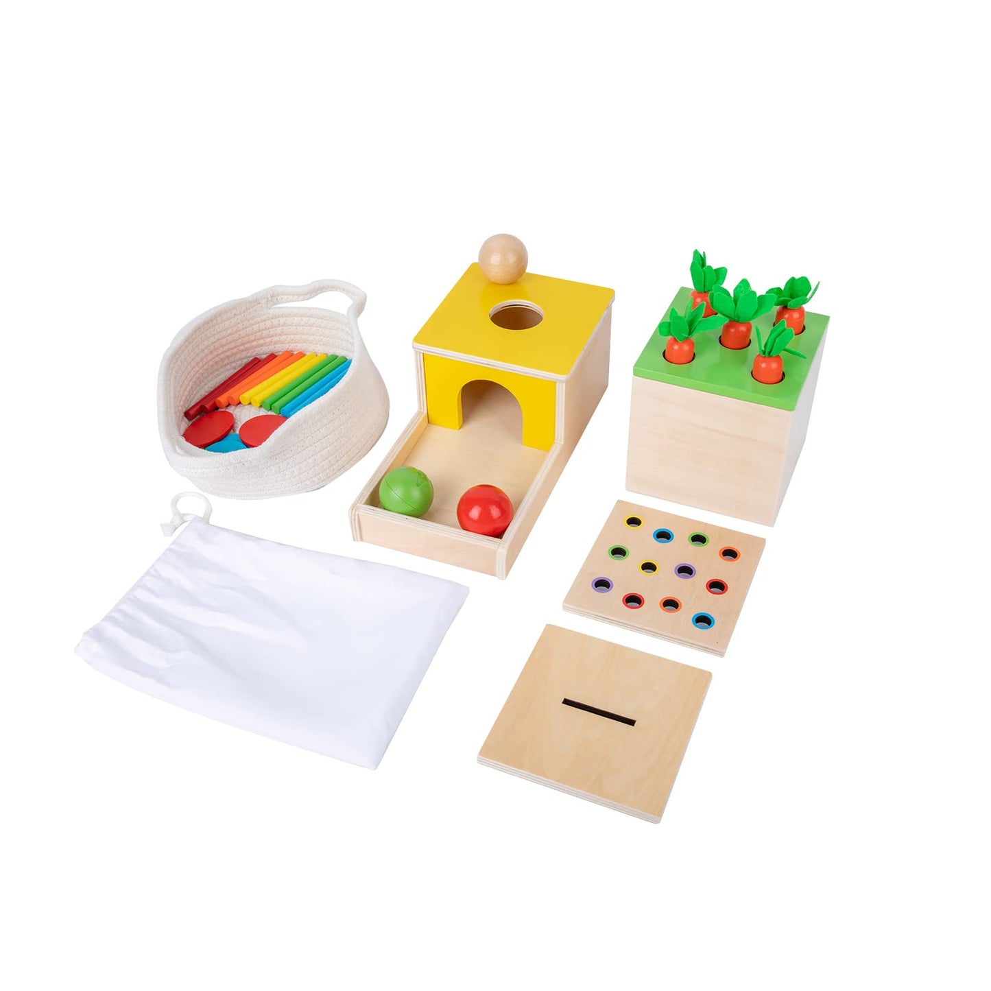 Adena Montessori 4 in 1 Wooden Play Kit for Babies 6-12 Months