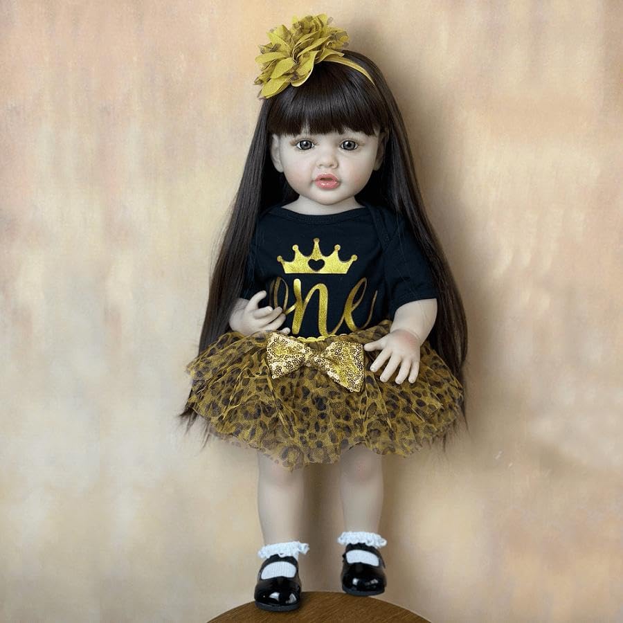 GUESSBELLY Lifelike 55 CM Full Soft Vinyl Body Reborn Baby Realistic Girl Doll 22 Inch Princess Toddler Art Bebe Birthday Gifts for Child