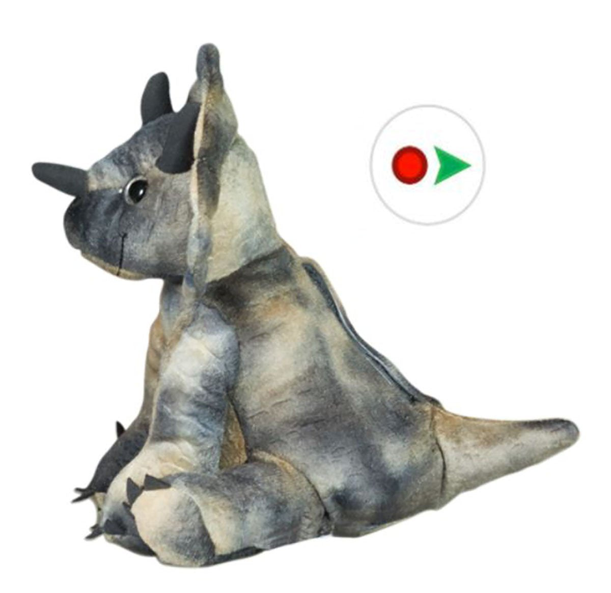 Bear Fun Creations Recordable 16" Plush Tops The Triceratops w/20 Second Digital Recorder for Special Messages, Rymes or Songs
