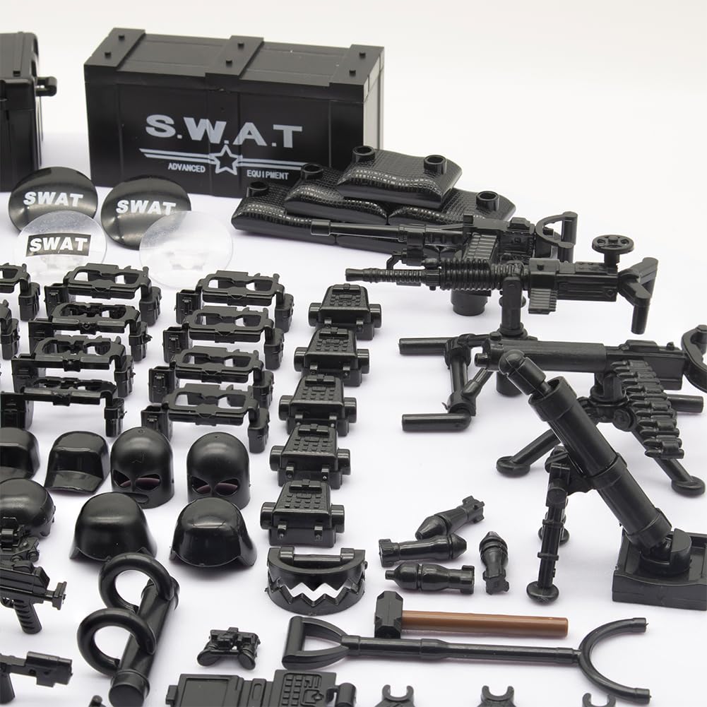Army Equipment Gear Sets, Swat Team Building Block Toys, Special Military Soldier Style Weapon Sets, Military Weapon Pack Accessories Kits Toys