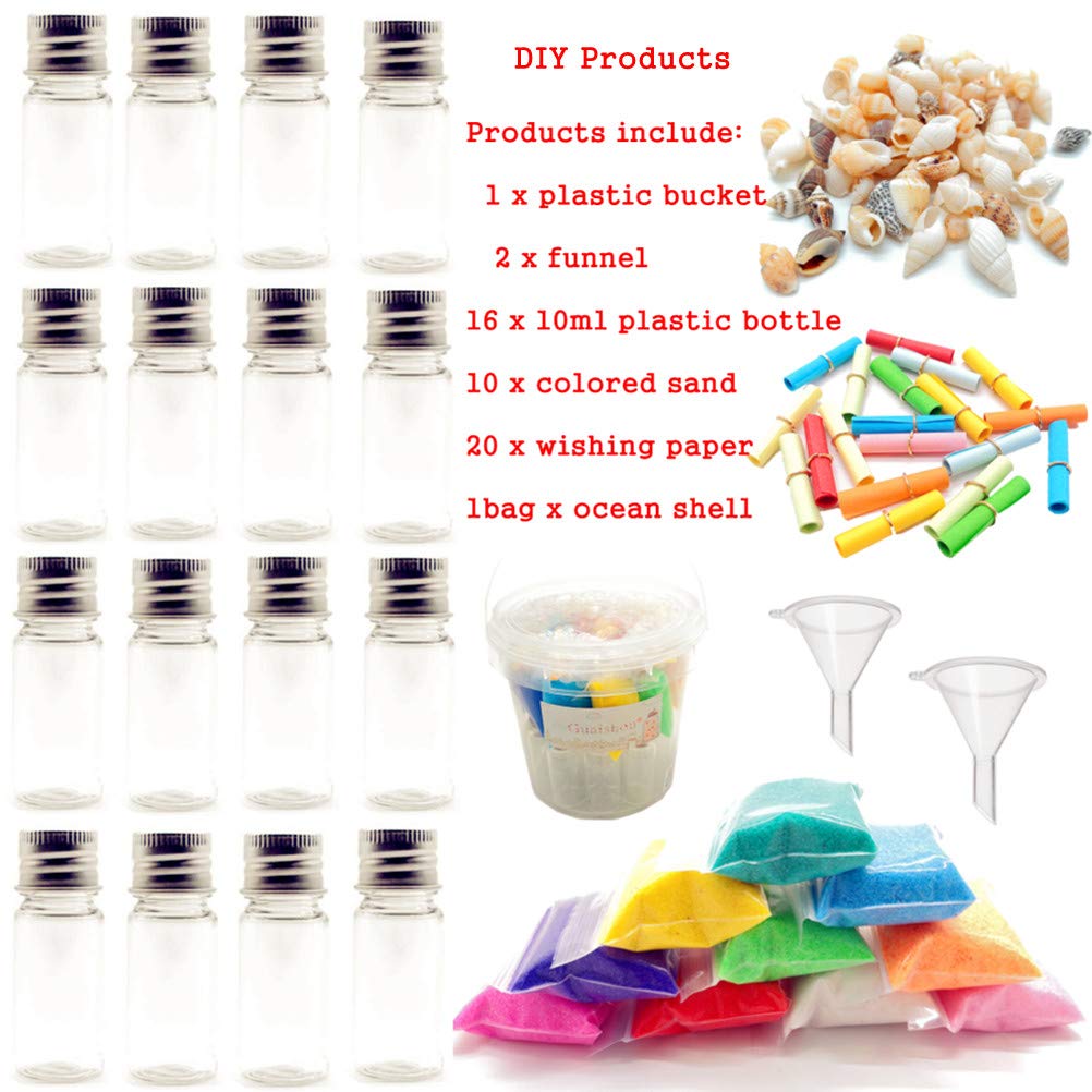 Guaishou DIY Sand Art and Crafts Kit Wishing Bottles Colorful Sands Beach Sea Shells Message Paper