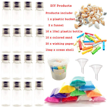Guaishou DIY Sand Art and Crafts Kit Wishing Bottles Colorful Sands Beach Sea Shells Message Paper