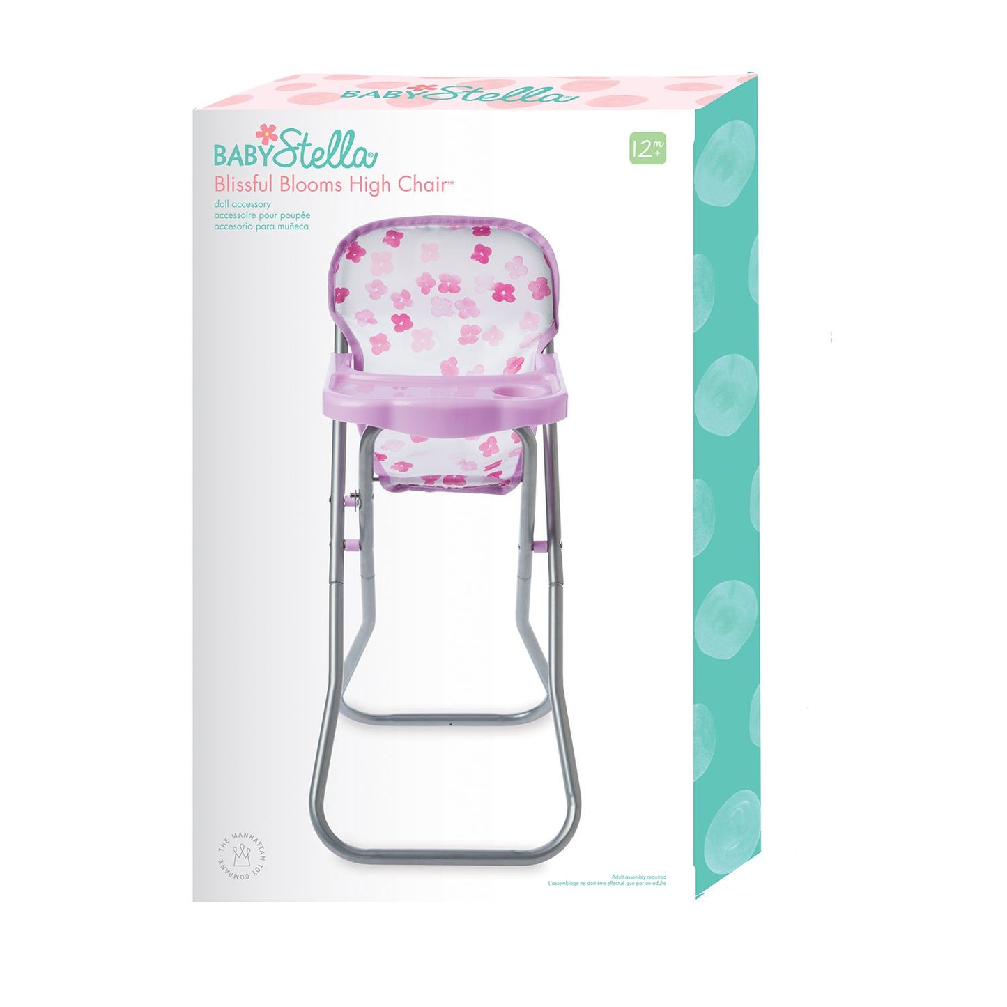 Manhattan Toy Baby Stella Blissful Blooms High Chair First Baby Doll Play Set for 12" and 15" Soft Dolls