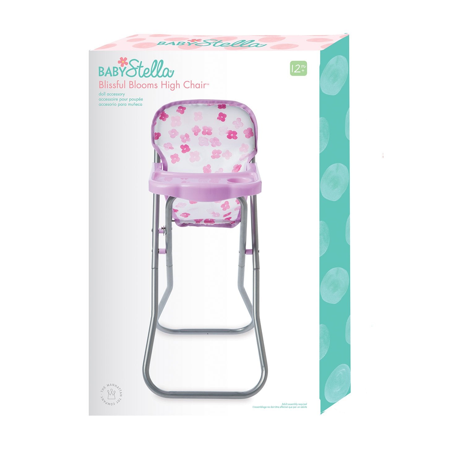 Manhattan Toy Baby Stella Blissful Blooms High Chair First Baby Doll Play Set for 12" and 15" Soft Dolls