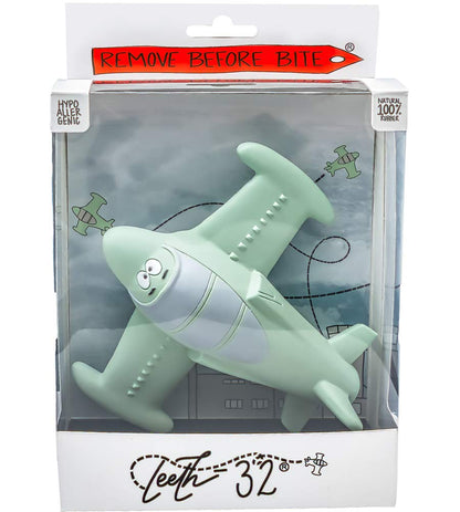 Chewy, The Teeth-32 Airplane Teething Toy 100% Natural Havea Rubber Green