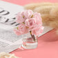 2 Pcs Pink Dollhouse Miniature Flowers Dollhouse Mini Vase with Flower Dolls House Flower Glass Vase 1:12 Scale Dollhouse Miniature Flower in Vase