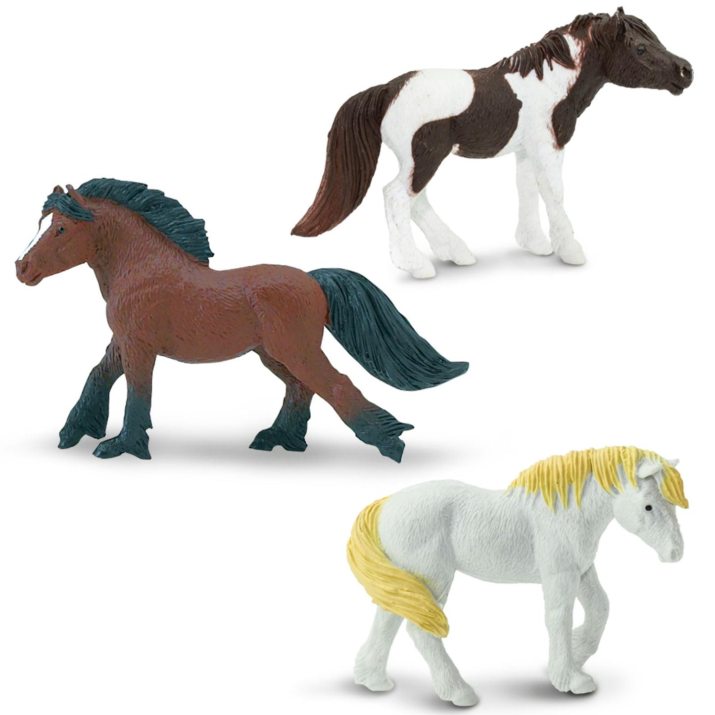 Safari Ltd. Ponies TOOB - 8 Figurines: Dartmoor, Highland, Fell, Welsh, Quarter, Shetland, Chinoteague, Exmoor Pony - Educational Toy Figures