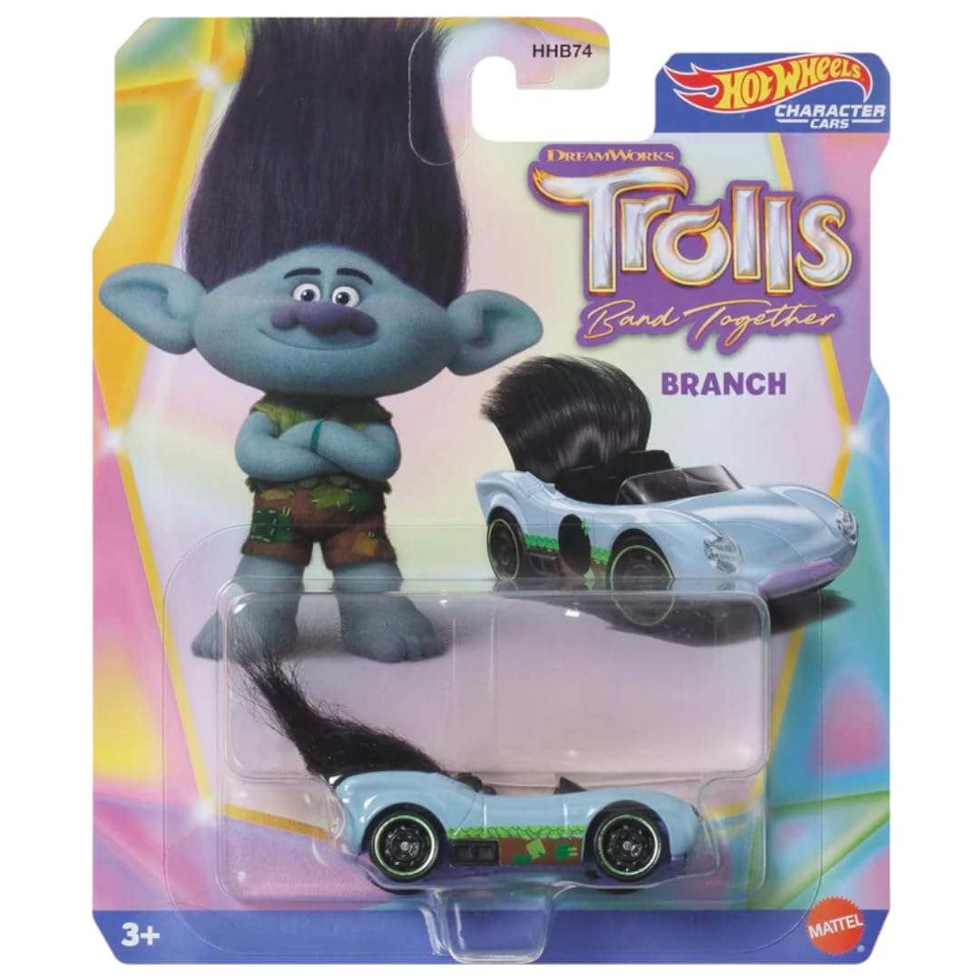 Hot Wheels Entertainment Character Cars Complete 6?Car Set - Spongebob, Trolls & Rugrats Die?Cast Vehicles, Ages 3+ (Pack of 6) HHB74-956P