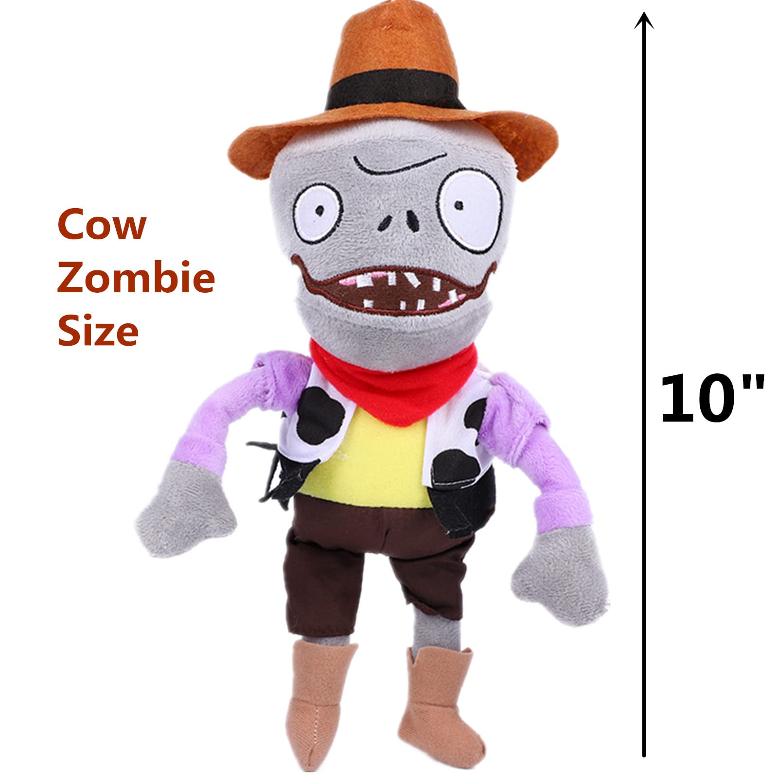 BASHERISE 2 PCS PVZ Plant and Zombies Plush Zombies Sets Toys Stuffed Soft PVZ Figure Doll Cows Zombies and Peaked Cap Zombies, Great Gift