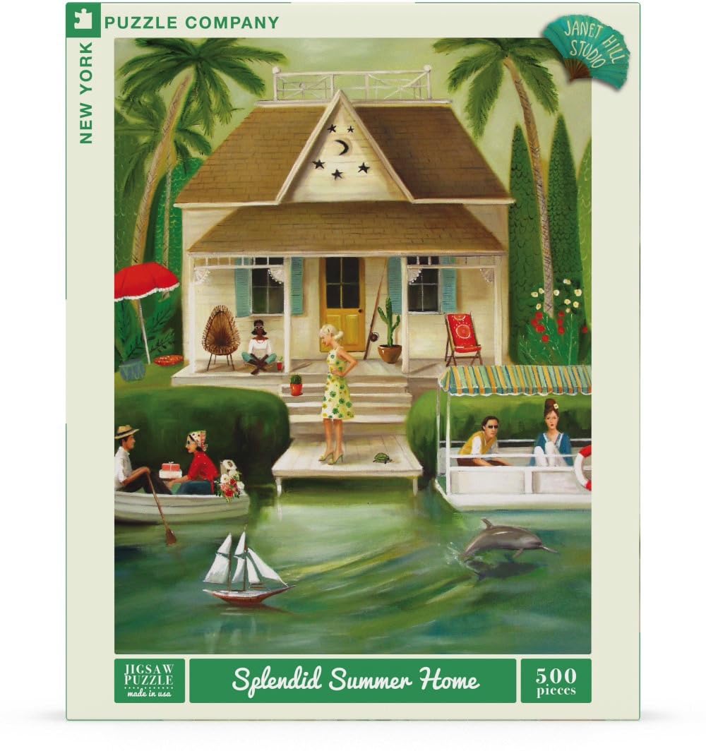 New York Puzzle Company - Janet Hill Splendid Summer Home - 500 Piece Jigsaw Puzzle for Family Game Nights by Janet Hill