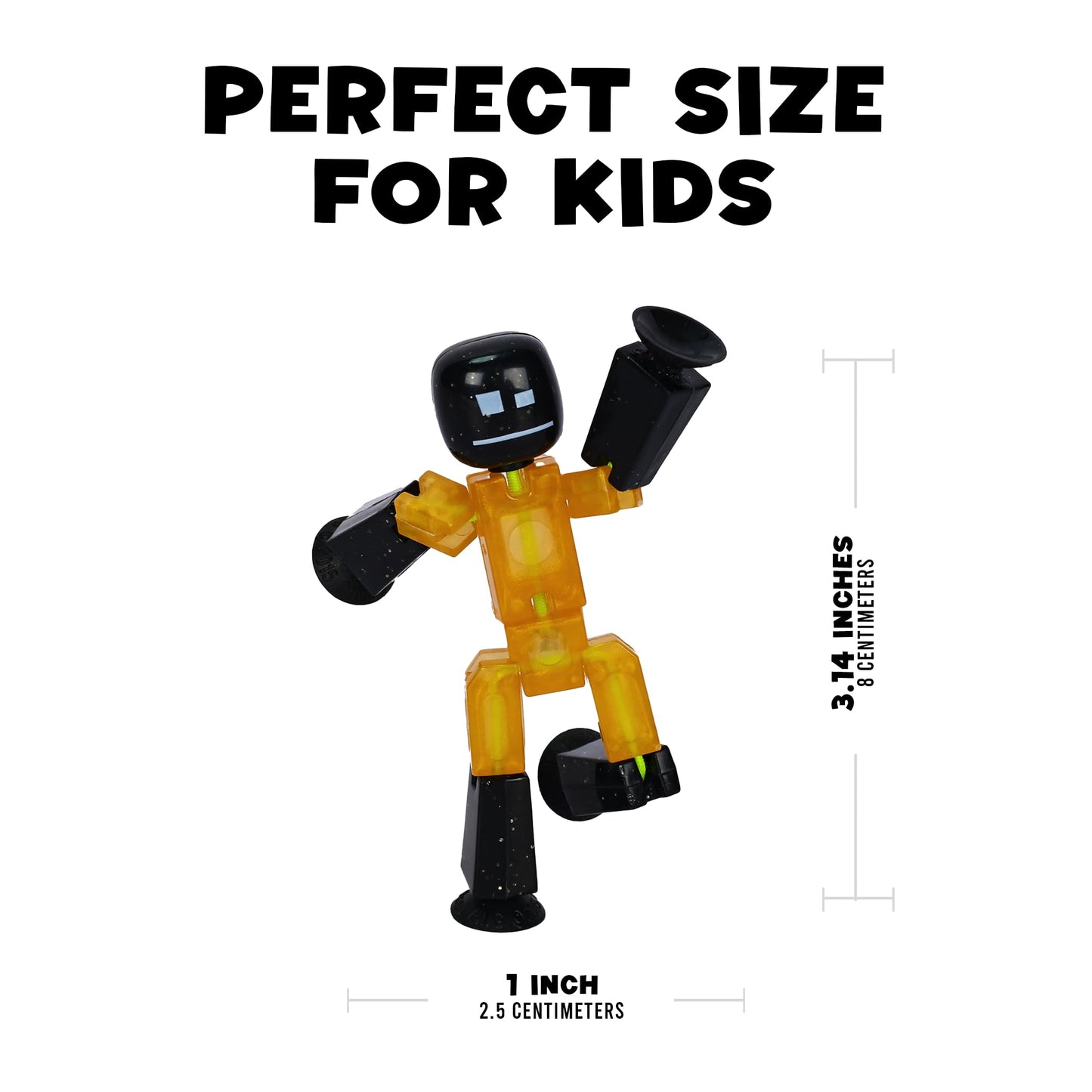 Zing StikBot Shinies 3-Pack - Shiny Metallic Poseable Action Figures with Suction Cups, Collectible Stop Motion Animation Toy Set for Kids