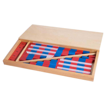 YHZAN Montessori Mathematics Material - Small Numerical Rods with Number Tiles Order of Number and Quanlity Learning Blue Red Color W/Wooden Box