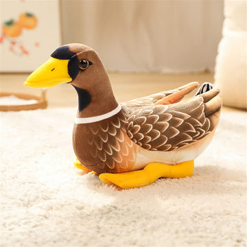 JIANEEXSQ Realistic Mallard Duck Plush Stuffed Animal Toy Gift for Kids (Brown)