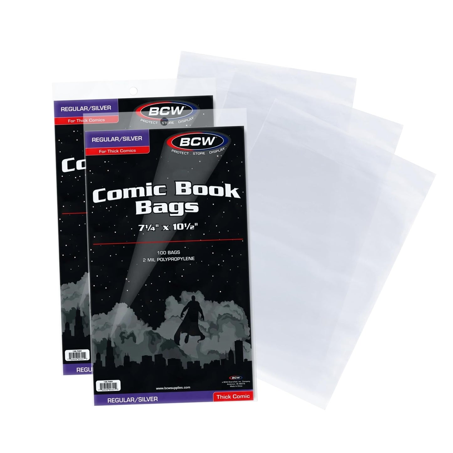 BCW Thick Silver Age Comic Bags - 200 ct | Archival Quality, Acid-Free Protection for Silver Age Comic Books | 7 1/4 x 10 1/2 inches Comic Collection