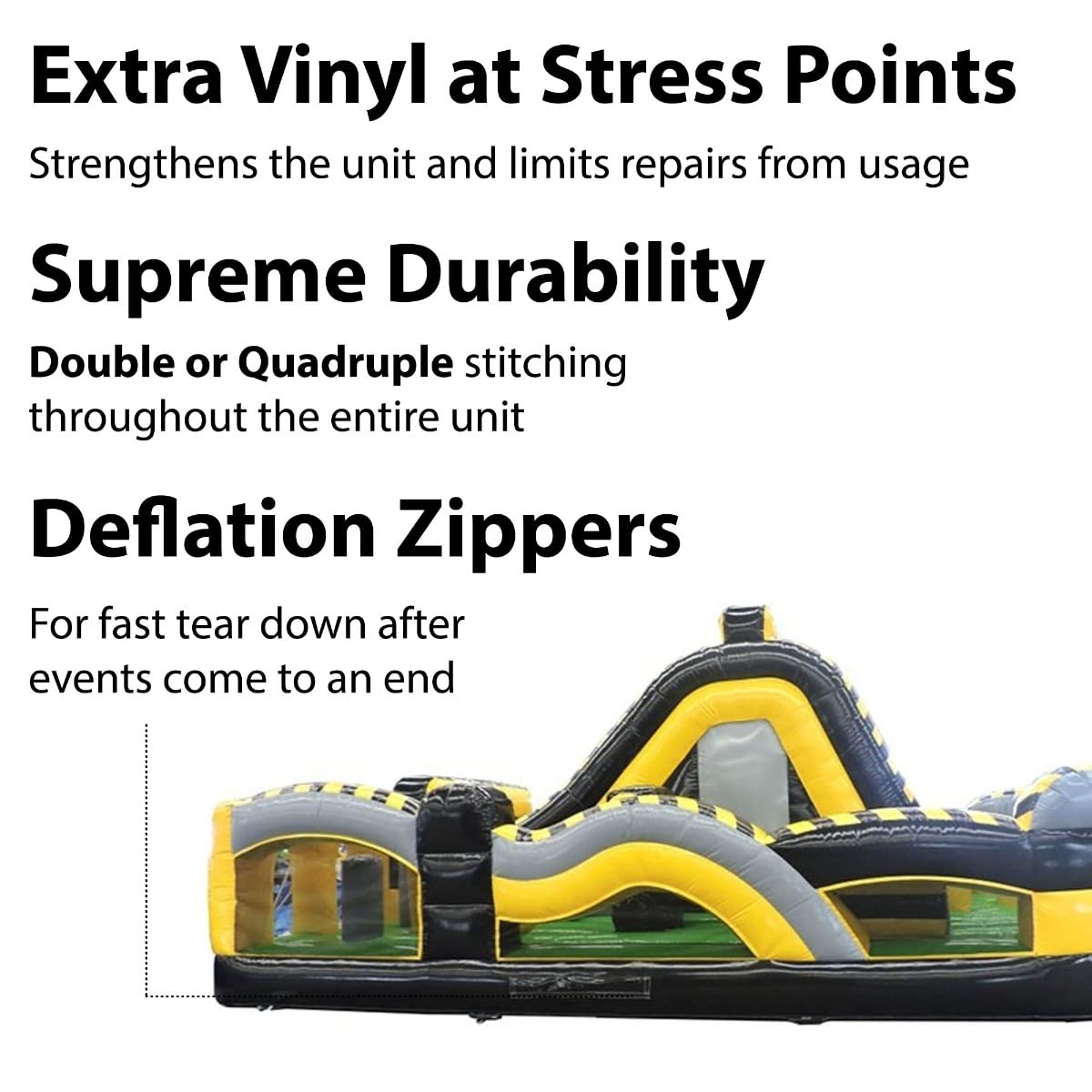 Radical Run Inflatable Obstacle Course with Climbing Wall - Venom Yellow and Black - 29' L x 18' W x 15' H - Commercial Grade Interactive Bounce House