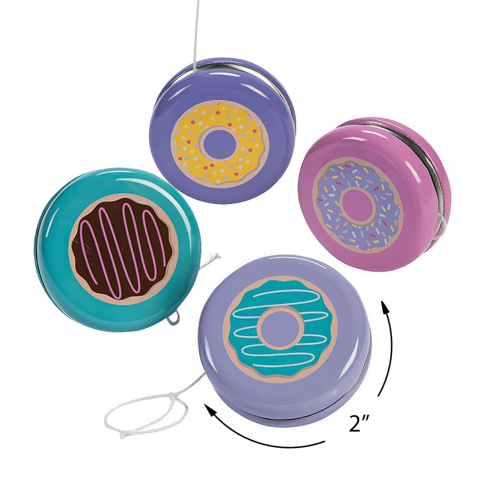 Donut Party Yo Yos - Set of 12 Toys - Party Favors and Giveaways for Kids