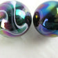 Big Game Toys Set of 2 Milky Way 35mm Boulder Purple/Gold Oil Slick Metallic Iridescent Swirl Large Shooter Solid Glass Marbles