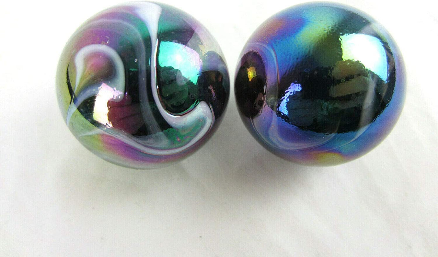 Big Game Toys Set of 2 Milky Way 35mm Boulder Purple/Gold Oil Slick Metallic Iridescent Swirl Large Shooter Solid Glass Marbles