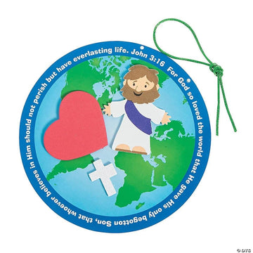 Fun Express John 3:16 Globe Craft Kit - Crafts for Kids and Fun Home Activities - VBS Vacation Bible School Supplies/Decor
