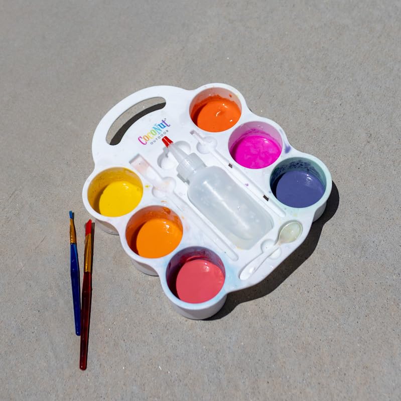 CocoNut Outdoor DIY Sidewalk Chalk Paint Set - Non-Toxic, Washable Powdered Chalk - Simply Mix in Water and Use a Paintbrush to Create Colorful