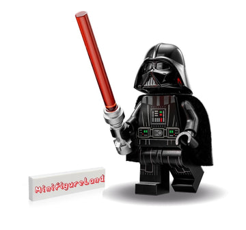 LEGO Star Wars OBI-Wan Kenobi Minifigure - Darth Vader (Printed Arms and Cape) with Red Lightsaber and Minifigureland Tile 75334