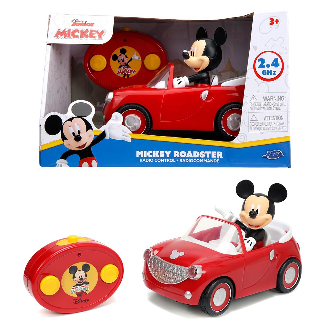 Jada Disney Junior Mickey Mouse Roadster R/C - Remote Control Car with Simple Controller, 1:24 Scale - Fun Toy for Kids Ages 4+