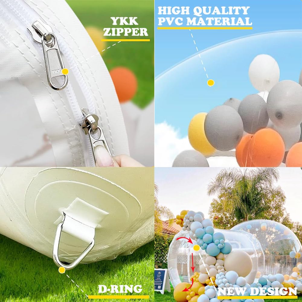 LA FEIER 10FT Inflatable Bubble Tent House Outdoor Transparent Commercial Grade Tarpaulin PVC Tent Bubble Clear House with Blower Clear Dome Balloon