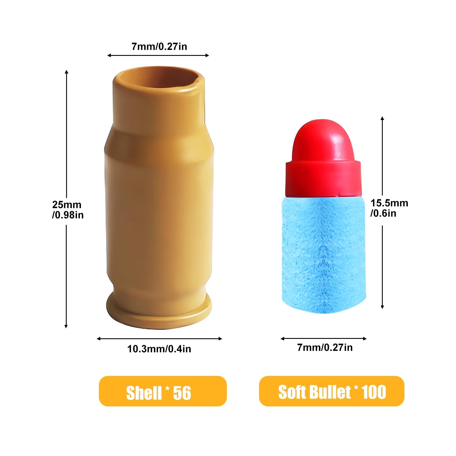 Tcxomino Soft Bullet Toy Gun Supplementary Soft Bullets Included 100 EVA Foam Bullets & 56 Shells
