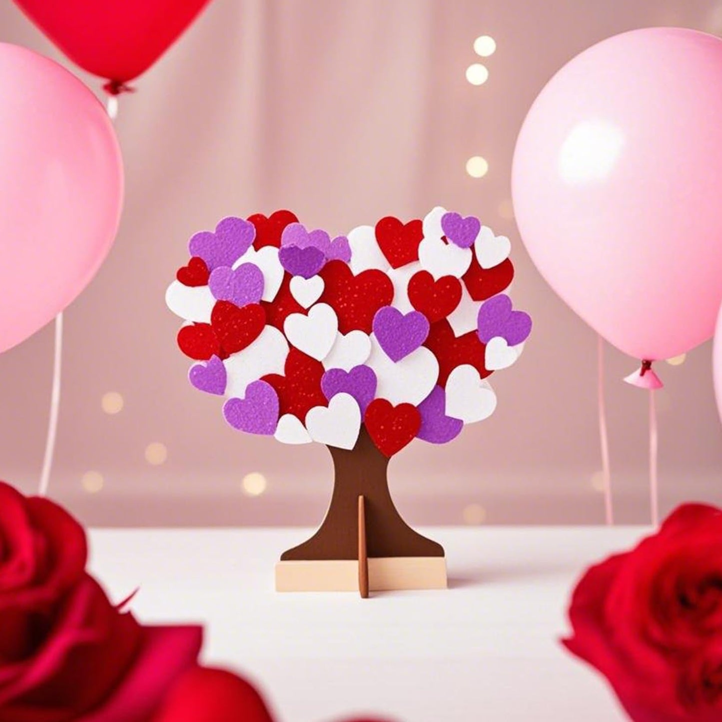 TINYFUTURE 18 Sets DIY Valentine's Day Foam Wreath Crafts Kits Decorations Self Adhesive Heart Sticker Love Heart Letter Shiny Sticker for Kids Party