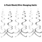 Black Happy Birthday Banner Decoration Kit, Glittery Banner Circle Dots Garland with Black Silver Hanging Swirls for Birthday Baby Shower Party