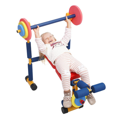 Kids Workout Equipment Kids Weight Bench Set Exercise Equipment Indoor Play Gym Toddler Workout Weight Set - Baby Weights Toys for Age 3 and Up by