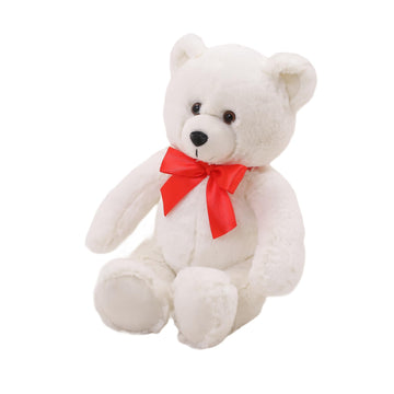 Plushland 15" Sitting Brown Fluffy Bear with Bowknot - Soft Plush Teddy Bear for Kids & Adults - Cuddly Stuffed Animal Gift for All Ages - Adorable