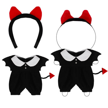 Halloween Red Devil Costume Clothes Set with Horn Headband for 15-17cm (4 Inch) Blind Box Dolls