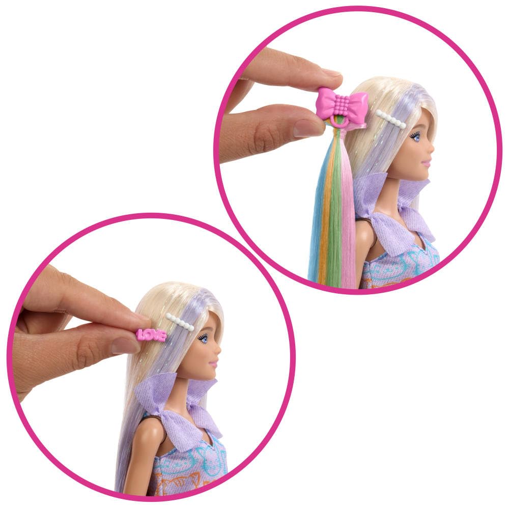 Barbie Fun & Fancy Doll & Accessories, Blonde Fashion Doll with Extra-Long Hair & 2 Looks, Including Silver Metallic Dress & Hair Extension