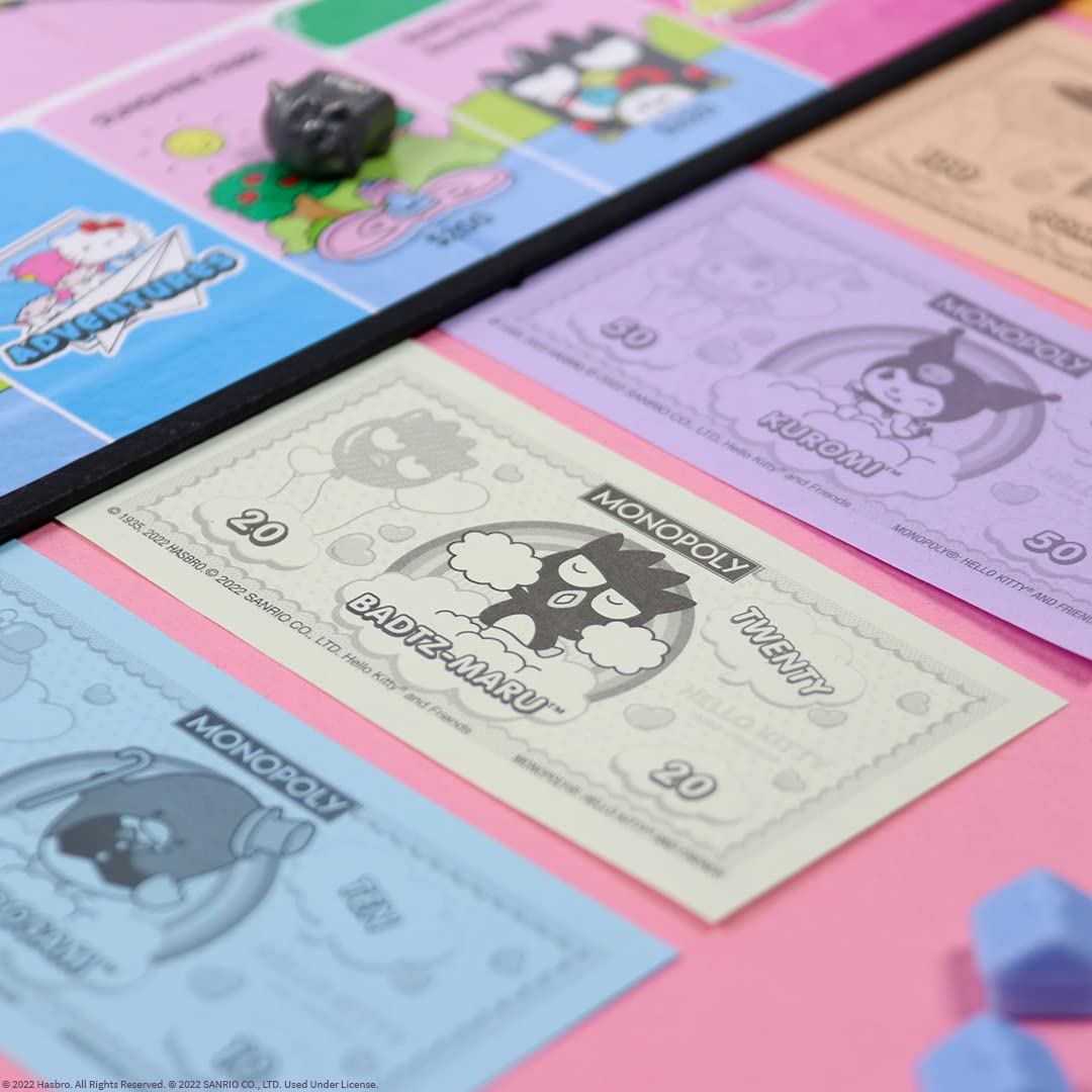 Monopoly: Hello Kitty and Friends, Buy, Sell, Trade Buildings from The Animated Series, Featuring My Melody, Badtz-Maru, Keroppi, Classic Monopoly