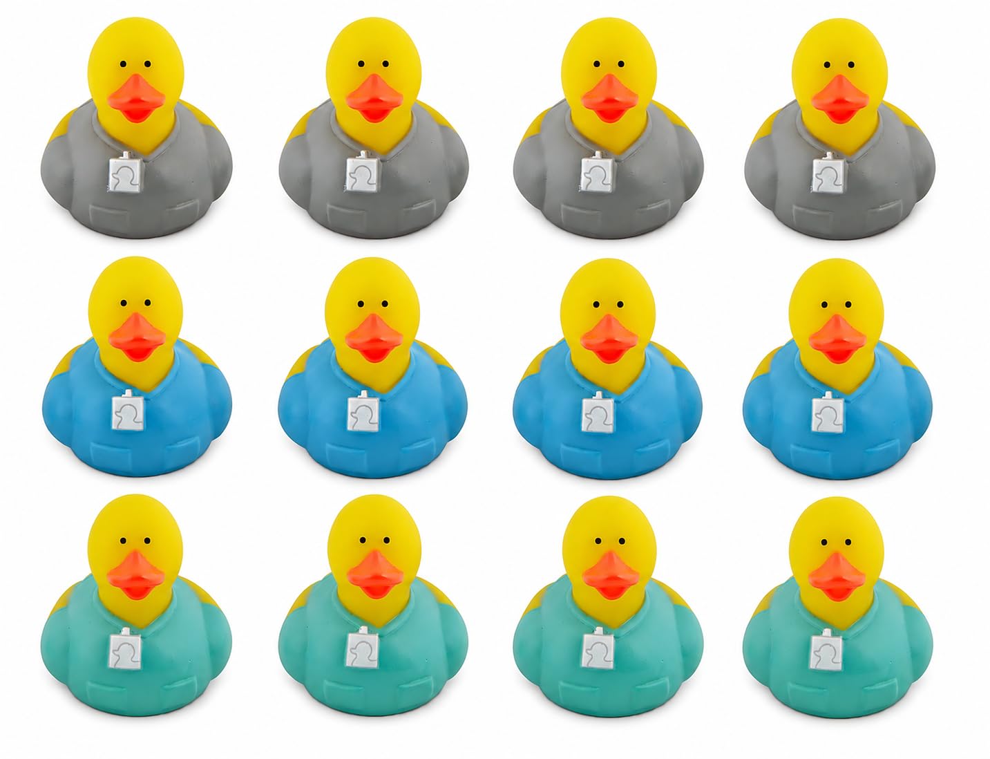 Fun Express 2" Teal, Gray and Blue Medical Scrubs Rubber Ducks - 12 Pc.