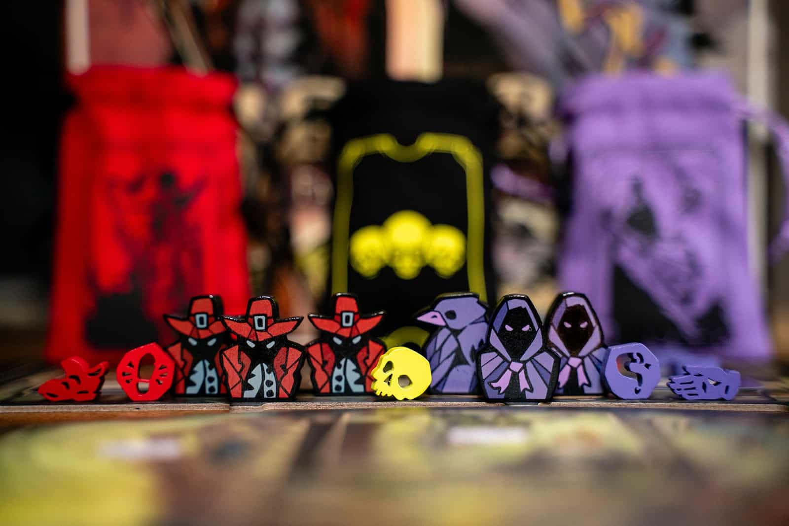 Capstone Games Pagan: Fate of Roanoke - Wooden Token Set, 125 Painted Game Pieces & 3 Custom Screen Printed Cloth Bags