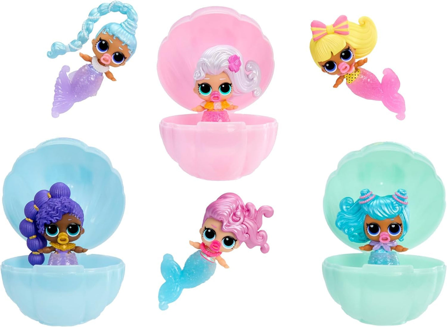 LOL Surprise Mermaids! Makeover Magic Baby Sisters 2 Pack with DIY Wearable Lip Gloss Makeup for You and Your Doll, Fun Water Play, Kids Gift Ages 4+