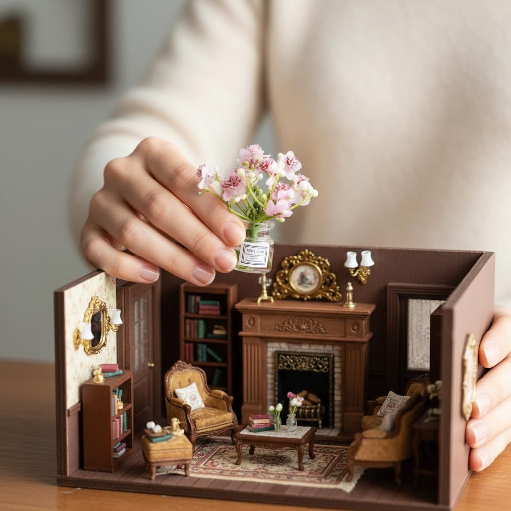 Miniature Flowers in Vase Set - 1:6 Scale Dollhouse Décor with Realistic Details, Tiny Floral Arrangements for Micro Landscape, Train Platform