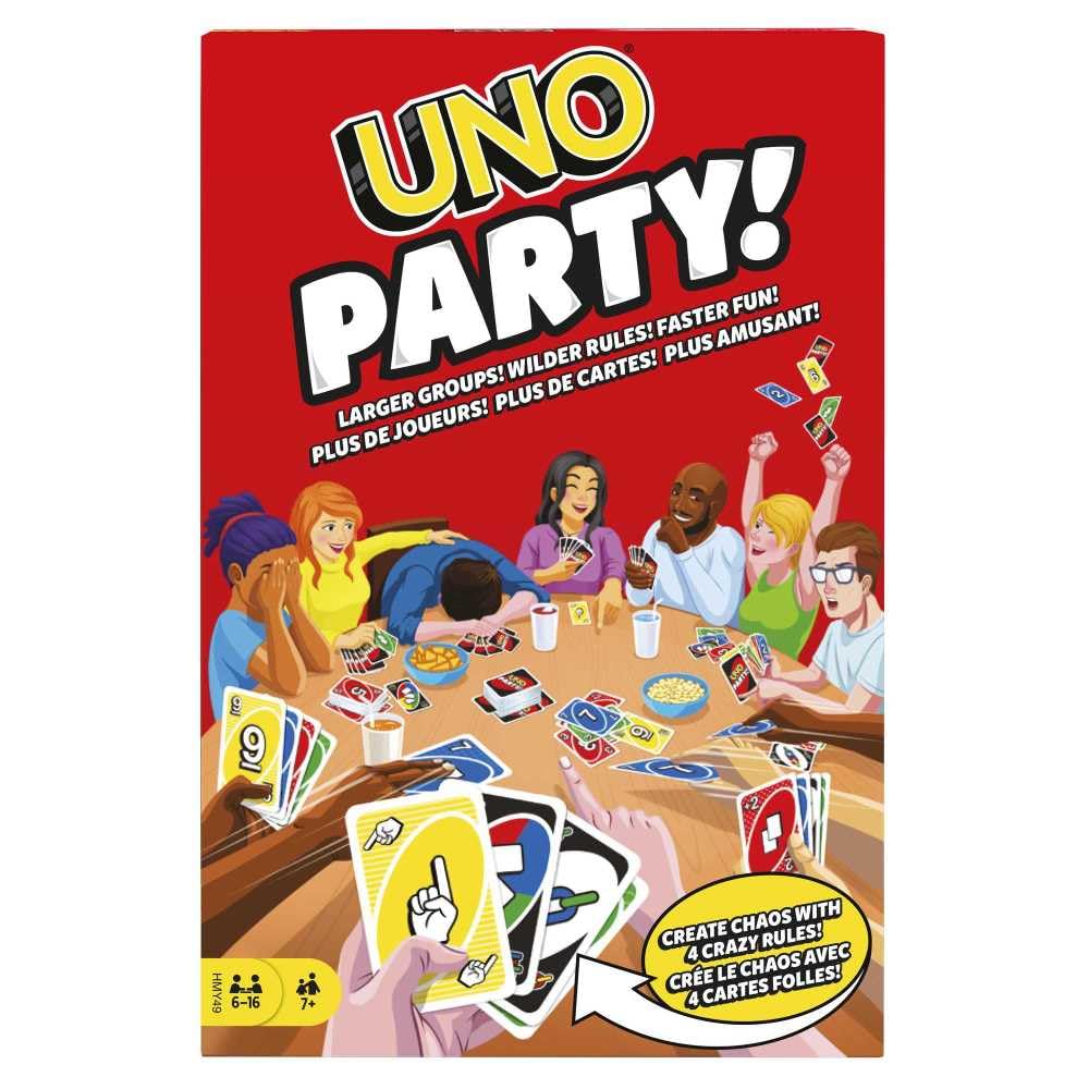 Mattel,UNO Party Card Game-Larger Groups! Wilder Rules! Faster Fun!
