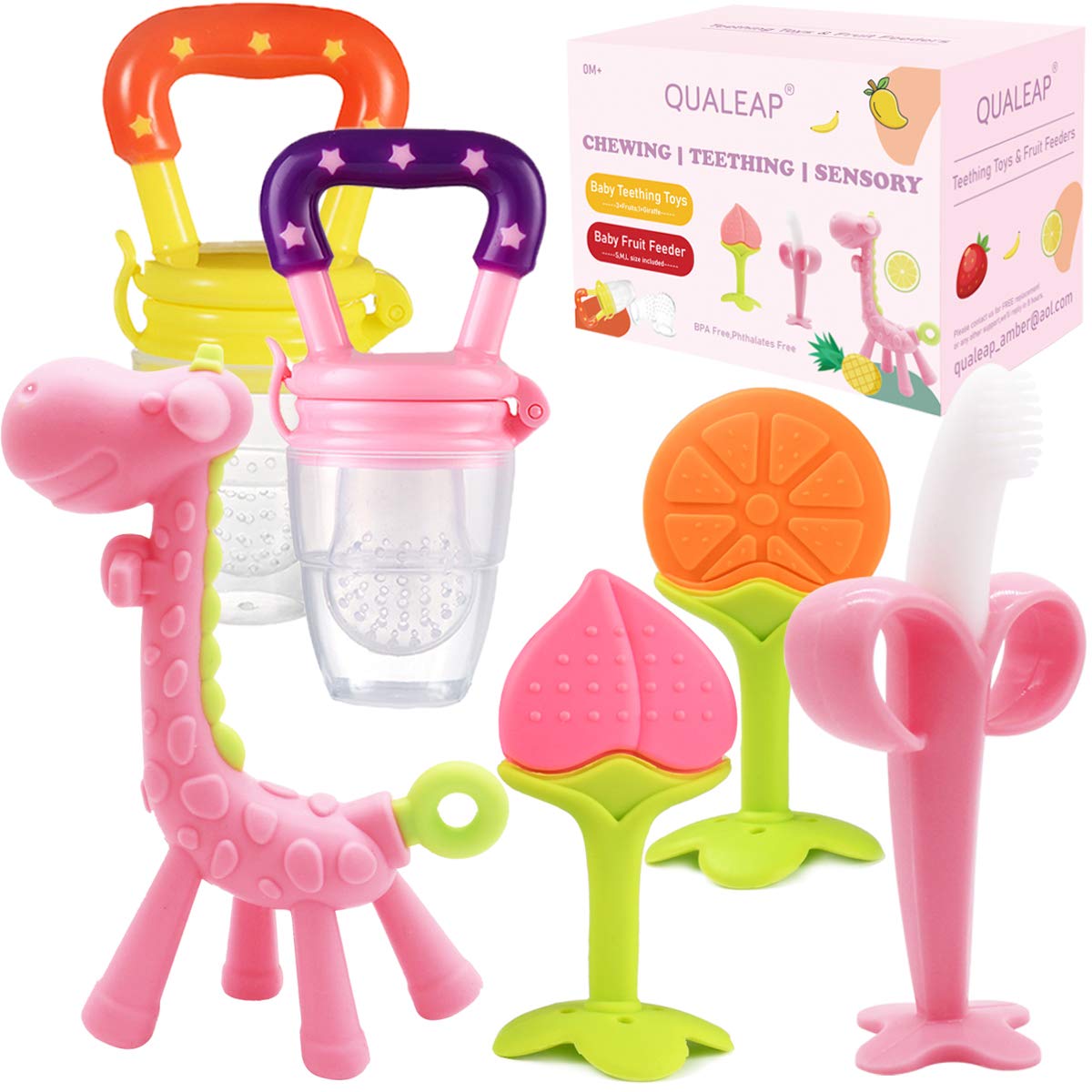 Medical-Grade Teething Toys for Babies 0-6 6-12 12-18 Months - with Adorable Baby Teethers & Baby Fruit Feeders - Soft Textures for Infant