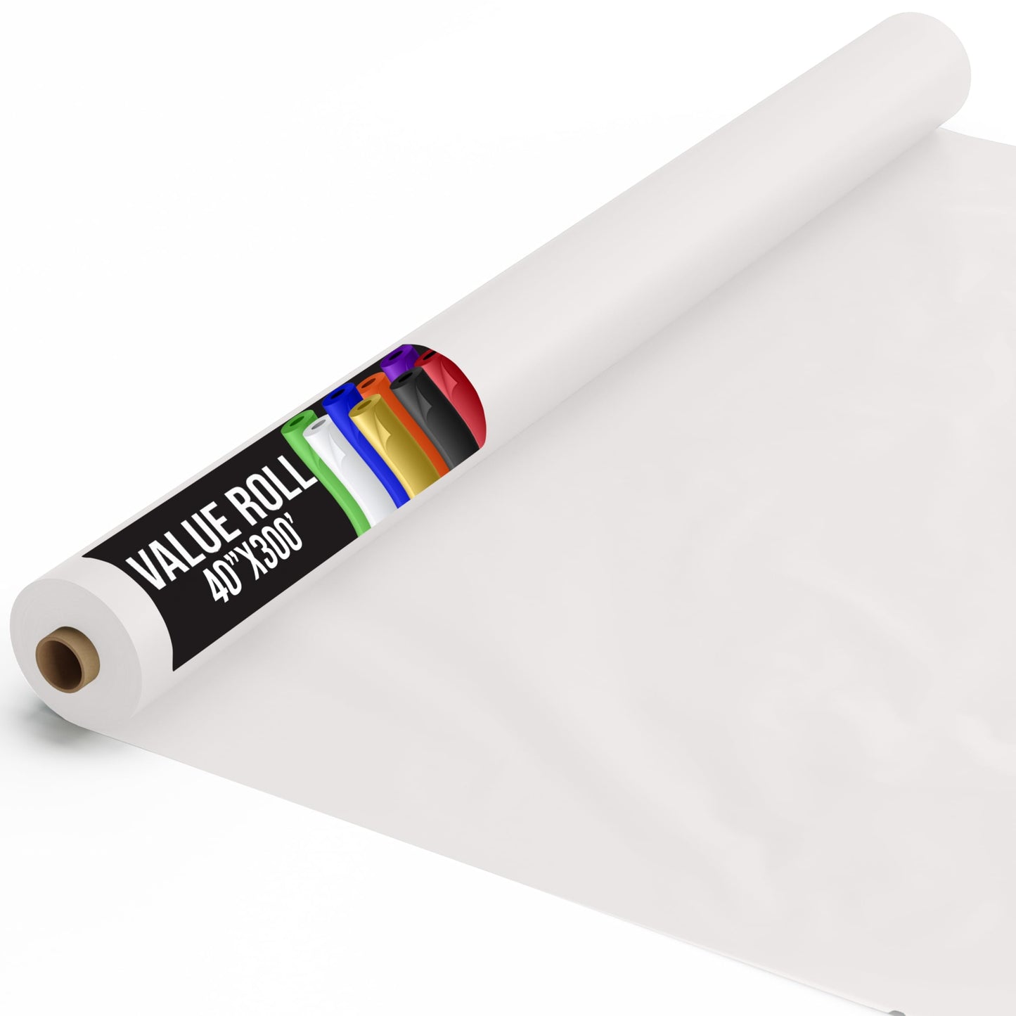 Exquisite Basic White Plastic Table Cover Roll 40" X 300' Table Cloth Plastic Cover Roll - Economy Value Banquet Rolls - Disposable Tablecloth Rolls