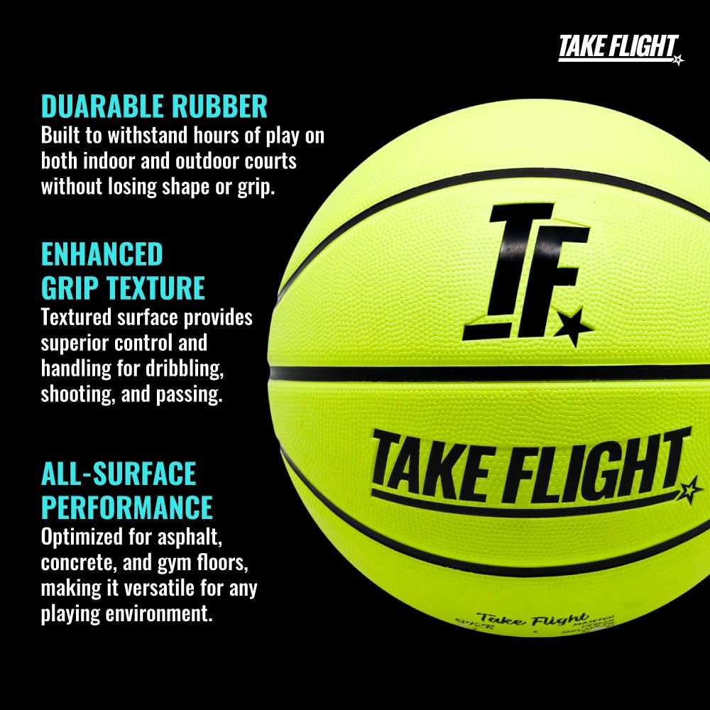 A Plus Collectibles TAKE Flight Basketball, Advanced Grip HIGH Performance, Official Basketball (Black/Grey, Junior (Size 3))