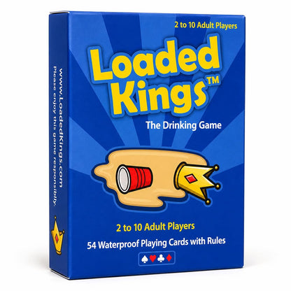 Loaded Kings Drinking Card Game for Adults - Waterproof Kings Cup Style Party Game with Custom Rules Cards - Fun College, Bachelor, Bachelorette